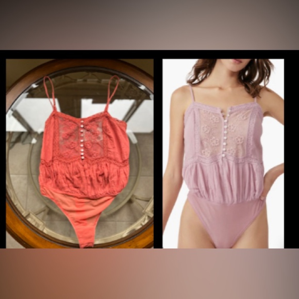 🌺FREE PEOPLE 🌺- Free People Still The One Lace Trim Cotton Bodysuit Size-S